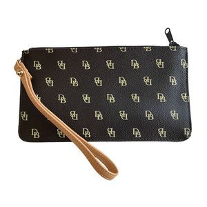 Dooney & Bourke Dark Brown Signature Logo Zip Wristlet w/ Keychain